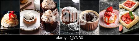 Collection de desserts traditionnels sur fond sombre Banque D'Images