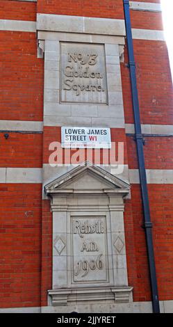 Golden Square, Soho - Lower James Street, Soho, Londres, Angleterre, Royaume-Uni , W1F 9HR - anciennement Gelding Fermer Banque D'Images