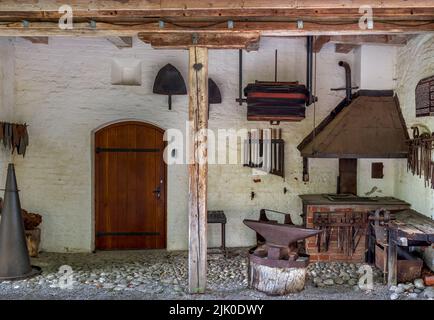 Historique smity dans le château de Grünwald, près de Munich, haute-Bavière, Bavière, Allemagne, Europecal smithy dans le château de Grünwald, près de Munich, haute-Bavière, B Banque D'Images