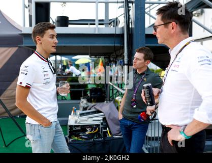 Mogyorod, Hongrie. 28th juillet 2022. RUSSELL George (gbr), Mercedes AMG F1 Team W13, portrait pendant la Formule 1 Aramco Magyar Nagydij 2022, Grand Prix de Hongrie 2022, 12th tour du Championnat du monde de Formule 1 de la FIA 2022 de 28 juillet à 31, 2022 sur la Hungaroring, à Mogyorod, Hongrie - photo DPPI crédit: DPPI Media/Alamy Live News Banque D'Images