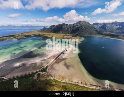 Vue depuis la randonnée de Matmora dans les îles Lofoten en Norvège Banque D'Images