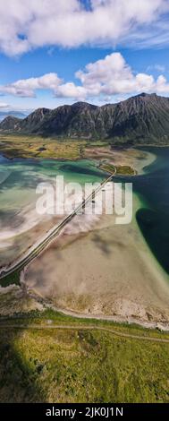 Vue depuis la randonnée de Matmora dans les îles Lofoten en Norvège Banque D'Images