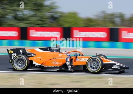 Magyorod, Hongrie. 29th juillet 2022. Magyorod, Hongrie. 29 juillet 2022. Grand Prix de Hongrie F2 à Hungaroring, Hongrie. Photo: #12 Clement Novalak (FRA) de MP Motorsport lors de la première séance d'entraînement crédit: Piotr Zajac/Alamy Live News Banque D'Images