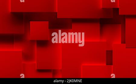 Arrière-plan abstrait fait de cubes rouges. 3d rendu Banque D'Images