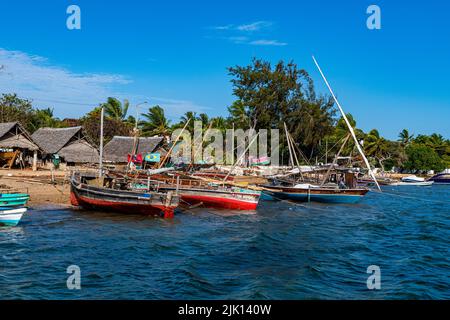 Dans le port de Shela, île de Lamu, Shela, Kenya Banque D'Images