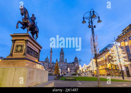 George Square Christmas Lights, Glasgow, Écosse, Royaume-Uni, Europe Banque D'Images
