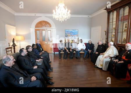Vatican, Vatican. 29th juillet 2022. Canada, Québec, 2022/07/29 le pape François lors de « rencontre avec les membres de la Société de Jésus présents au Canada Québec, Canada, Photographie par la Media du Vatican/Catholic Press photo . LIMITÉ À UNE UTILISATION ÉDITORIALE - PAS DE MARKETING - PAS DE CAMPAGNES PUBLICITAIRES. Crédit : Agence photo indépendante/Alamy Live News Banque D'Images