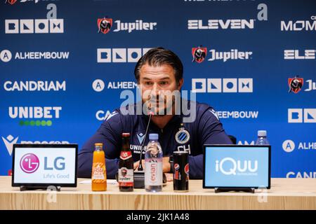 Knokke Heist, Belgique. 29th juillet 2022. Carl Hoefkens, entraîneur en chef du club, photographié lors de la conférence de presse hebdomadaire de l'équipe belge de football Club Brugge KV, vendredi 29 juillet 2022 à Knokke-Heist, pour discuter du prochain match de compétition nationale contre KAS Eupen. BELGA PHOTO KURT DESPLENTER crédit: Belga News Agency/Alay Live News Banque D'Images