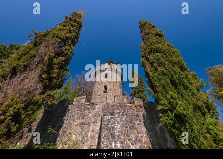 Irlande, comté de Wicklow, Enniskerry, Powerscourt Estate House and Gardens, la Pepperpot Tower. Banque D'Images