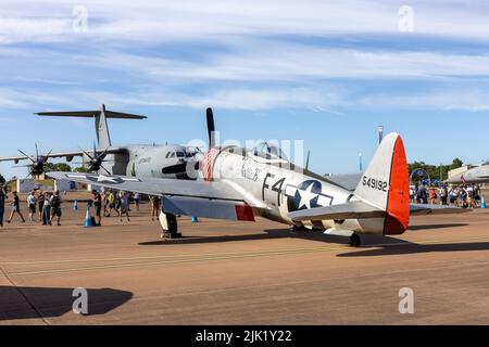 REPUBLIQUE P-47D Thunderbolt « G-THUN » sur écran statique au Royal International Air Tattoo célébrant le 75th anniversaire de la Force aérienne des États-Unis Banque D'Images