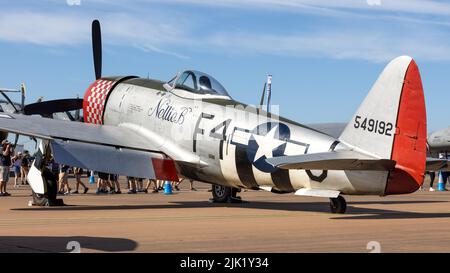 REPUBLIQUE P-47D Thunderbolt « G-THUN » sur écran statique au Royal International Air Tattoo célébrant le 75th anniversaire de la Force aérienne des États-Unis Banque D'Images