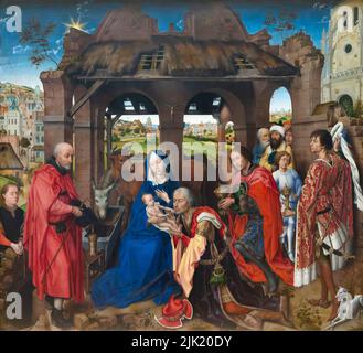 Retable Saint-Colomba, Triptych, adoration des Rois, Rogier van der Weyden, vers 1455, Alte Pinakothek, Munich, Allemagne, Europe Banque D'Images