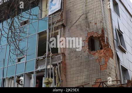 Conséquences des bombardements par la Russie de la ville de Chernihiv Banque D'Images