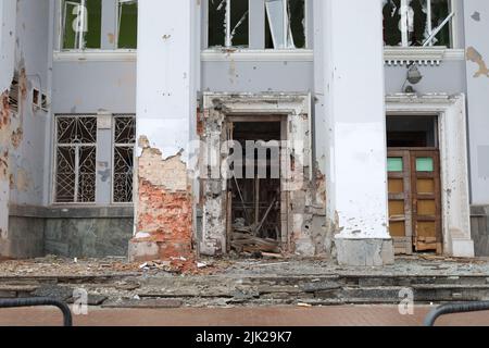 Conséquences du bombardement de l'artillerie, la guerre en Ukraine Banque D'Images