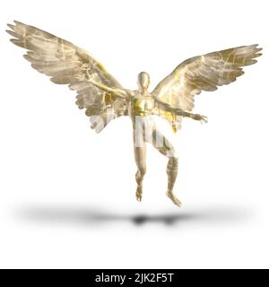 Ange l'être tient la lumière divine. Rendu 3D Banque D'Images