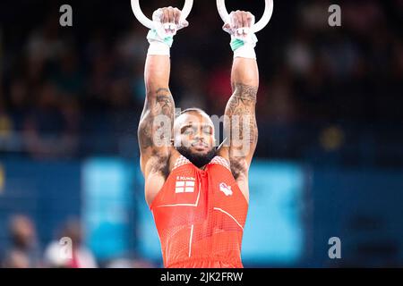 Birmingham, Royaume-Uni. 29th juillet 2022. Courtney TULLOCH (ENG) pendant la finale de l'équipe masculine et la qualification individuelle - hommes - subdivision 3 de Birmingham 2022 - Jeux du Commonwealth à l'arène de Birmingham vendredi, 29 juillet 2022 à Birmingham, Royaume-Uni. Credit: Taka Wu/Alay Live News Banque D'Images