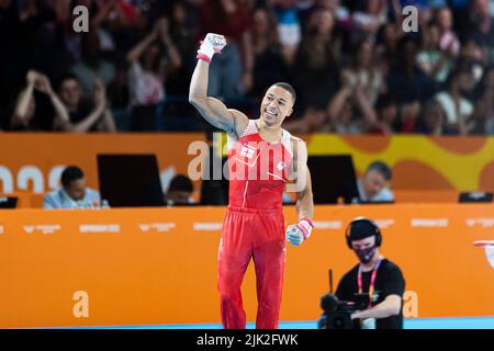 Birmingham, Royaume-Uni. 29th juillet 2022. Joe Frazer (ENG) pendant la finale de l'équipe masculine et la qualification individuelle - hommes - subdivision 3 de Birmingham 2022 - Jeux du Commonwealth à l'arène de Birmingham vendredi, 29 juillet 2022 à Birmingham, Royaume-Uni. Credit: Taka Wu/Alay Live News Banque D'Images