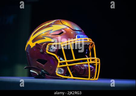 Le casque Sundevils de l'État d'Arizona est vu lors de la journée des médias du PAC-12, le vendredi 29 juillet 2022 à Los Angeles. (Dylan Stewart/image du sport) Banque D'Images