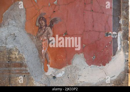 HERCULANUM, ITALIE - 04 MAI 2022 - peinture murale ornée dans une ancienne maison à Herculanum, Italie Banque D'Images