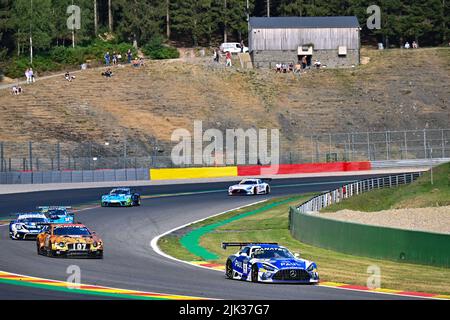 Spa Francorchamps, Belgique. 29th juillet 2022. ÉCHAUFFEMENT, Jannes Fittje, Jordan Love, Alain Valente, Frank Bird, Haupt Racing Team Mercedes-AMG GT3 Credit: Independent photo Agency/Alay Live News Banque D'Images