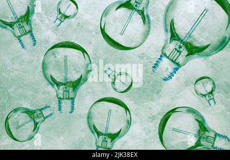 Ampoules dans une grille de couleur verte - photo de stock Banque D'Images