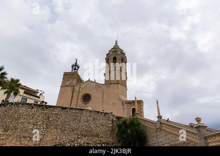 San Bartolomé et église Santa Tecla, Sitges, Espagne Banque D'Images