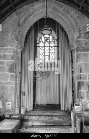 Intérieur de l'église St Mawgan-in-Mentheage, Cornouailles Banque D'Images