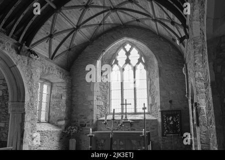 Intérieur de l'église St Mawgan-in-Mentheage, Cornouailles Banque D'Images