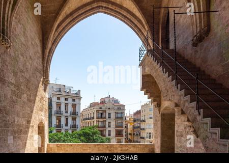 Torres de Serranos en Valencia, Espagne Banque D'Images