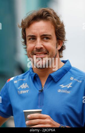 Magyorod, Hongrie. 30 juillet 2022. Grand Prix de Hongrie de formule 1 à Hungaroring, Hongrie. Photo : Fernando Alonso (SPA) d'Alpine © Piotr Zajac/Alamy Live News Banque D'Images