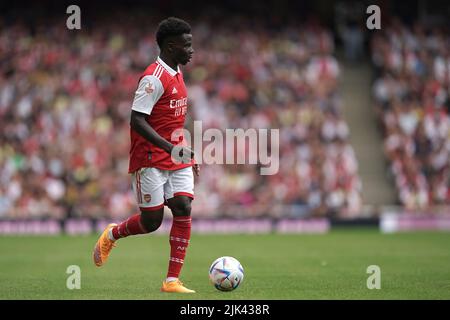 Bukayo Saka d'Arsenal lors de la finale de la coupe Emirates au stade Emirates, Londres. Date de la photo: Samedi 30 juillet 2022. Banque D'Images