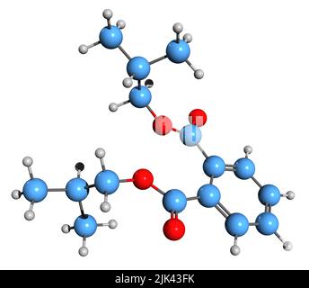 3D image de la formule squelettique du phtalate de diisobutyle - structure chimique moléculaire de l'anhydride phtalique isolé sur fond blanc Banque D'Images