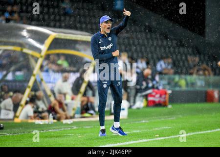 Friuli - stade Dacia Arena, Udine, Italie, 29 juillet 2022, Thomas Tuchel, entraîneur en chef de Chelsea, fait des gestes de portrait pendant Udinese Calcio vs Chelsea FC Banque D'Images