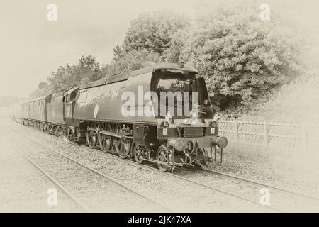 Locomotive à vapeur Tangmere 34067 sur la ligne Settle & Carlisle à long Preston, le 30th juillet 2022 ,''Northern Belle'', West Coast Railway Co Ltd Banque D'Images