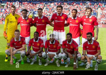 Oslo, Norvège 30 juillet 2022, l'équipe de Manchester United s'équipe lors du match de football amical d'avant-saison entre Manchester United et Atletico Madrid au stade Ullevaal d'Oslo, Norvège. Credit: Nigel Waldron/Alay Live News Banque D'Images