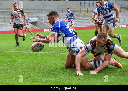 Leeds, Royaume-Uni. 30th juillet 2022. Essayez Halifax lors du match de championnat Summer Bash Betfred entre Bradford Bulls et Halifax Panthers au stade Headingley, Leeds, Royaume-Uni, le 30 juillet 2022. Photo de Simon Hall. Utilisation éditoriale uniquement, licence requise pour une utilisation commerciale. Aucune utilisation dans les Paris, les jeux ou les publications d'un seul club/ligue/joueur. Crédit : UK Sports pics Ltd/Alay Live News Banque D'Images