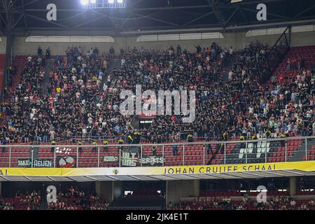 AMSTERDAM, 30-07-2022, Johan Cruyff Arena, Dutch Johan Cruijff Cup  Football, season 2022 / 2023, Ajax - PSV, during the match, Ajax player  Kenneth Taylor, PSV player Johan Bakayoko (Photo by Pro Shots/Sipa