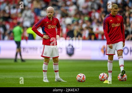 AMSTERDAM, 30-07-2022, Johan Cruyff Arena, Dutch Johan Cruijff Cup  Football, season 2022 / 2023, Ajax - PSV, during the match, Ajax player  Kenneth Taylor, PSV player Johan Bakayoko (Photo by Pro Shots/Sipa