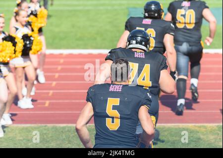 Munich, Allemagne. 30th juillet 2022. Les joueurs de Munich Cownys entrent sur le terrain avant le match Erima GFL entre Munich Cowboys et Schwaebisch Hall Unicorns à Dantestadion, Munich. (Foto: Sven Beyrich/Sports Press photo/C - DÉLAI D'UNE HEURE - ACTIVER FTP UNIQUEMENT SI LES IMAGES DE MOINS D'UNE HEURE - Alay) crédit: SPP Sport Press photo. /Alamy Live News Banque D'Images