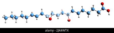 3D image de l'hepxilin A3 formule squelettique - structure chimique moléculaire du métabolite de l'époxyalcool isolé sur fond blanc Banque D'Images