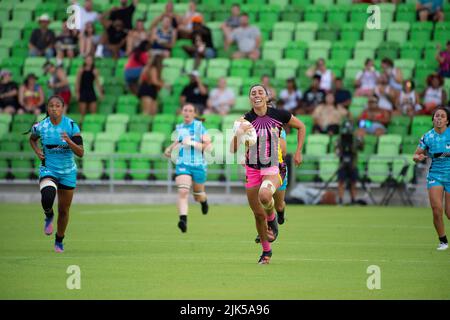 30 juillet 2022: Grace Kukutai (6), joueur de rugby en tête, en action contre l'équipe de rugby experts au stade Q2. Austin, Texas. Mario Cantu/CSM Banque D'Images