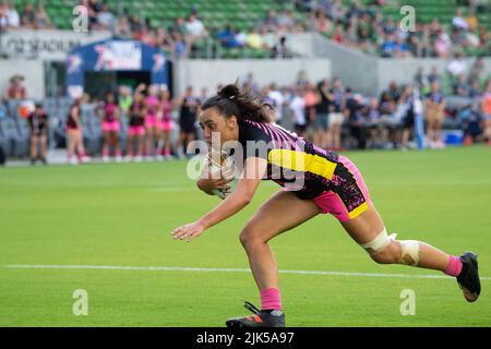 30 juillet 2022: Grace Kukutai (6), joueur de rugby en tête, en action contre l'équipe de rugby experts au stade Q2. Austin, Texas. Mario Cantu/CSM Banque D'Images