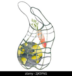 Collection d'articles ou de produits durables et réutilisables Zero Waste : pots en verre, sacs d'épicerie écologiques, couverts en bois, peigne, brosse à dents et brosses, thermo Banque D'Images