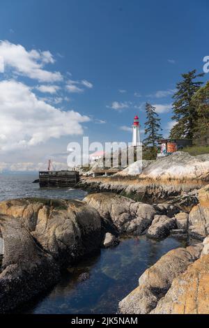 Le phare de Lighthouse Park à West Vancouver, Colombie-Britannique, Canada. Banque D'Images