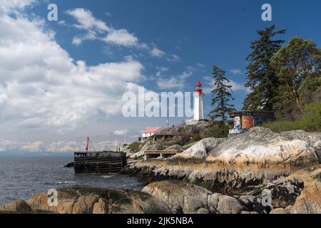Le phare de Lighthouse Park à West Vancouver, Colombie-Britannique, Canada. Banque D'Images