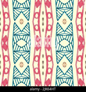 Grunge ruban tribal. Une expérience ethnique sans faille. Motif aztèque art. Imprimé mexicain. Ruban tribal dessiné à la main. Design navajo abstrait pour textil Banque D'Images