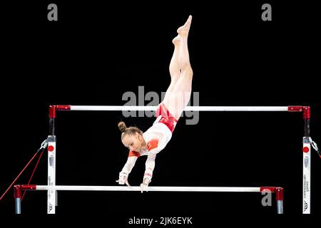 BIRMINGHAM, ROYAUME-UNI. 30th juillet 2022. Kelly SIMM lors de la gymnastique artistique de Birmingham 2022 - Jeux du Commonwealth à l'arène de Birmingham samedi, 30 juillet 2022 à BIRMINGHAM, ROYAUME-UNI. Credit: Taka Wu/Alay Live News Banque D'Images