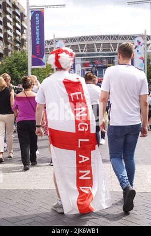 Londres, Royaume-Uni. 31st juillet 2022. Londres, Angleterre, 31 juillet 2022: Fans de l'Angleterre avant le match de football de la finale Euro 2022 des femmes de l'UEFA entre l'Angleterre et l'Allemagne au stade de Wembley, en Angleterre. (Daniela Porcelli/SPP) crédit: SPP Sport presse photo. /Alamy Live News Banque D'Images