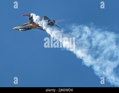 BAF Solo Display, FA-136 le X Tiger Livery, XTM 70 ans 31 Squadron et 80 ans OTAN Tiger Association Banque D'Images