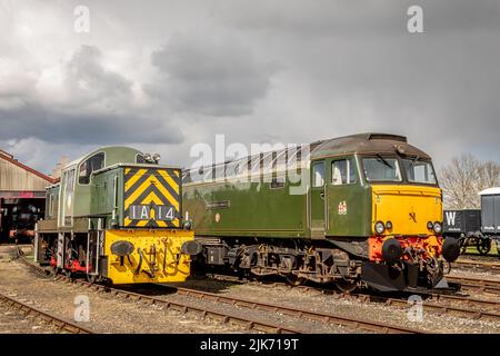 BR classe 14 N° D9516 et classe 57 N° 57604 'Château de Pendennis', Didcot Railway Centre, Oxfordshire, Angleterre, Royaume-Uni Banque D'Images